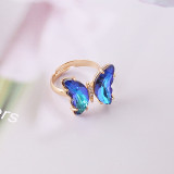 Anillo Ajustable De Cobre De Mariposa Degradada De Moda