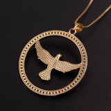 Collar de circón chapado en oro de cobre con águila geométrica de viaje de estilo simple de IG a granel