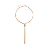 Collar de cadena de borla irregular de cobre con nudo de estilo clásico de estilo simple retro