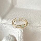 Anillos de circón con incrustaciones de cobre en forma de corazón de estilo simple