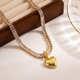 Collar con colgante chapado en oro de 18 quilates con circonita tridimensional de cobre en forma de corazón de pentagrama elegante y glamoroso