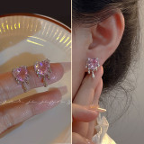 Pendientes de perlas de piedras preciosas artificiales con incrustaciones de cobre de flor retro 1 par