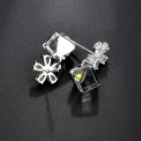 1 par de pendientes colgantes de circonita de cristal de cobre con incrustaciones de flores hexagonales brillantes informales