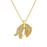 Collar con colgante chapado en oro con incrustaciones de cobre, elefante, mariposa, delfín, Retro