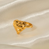 Anillos chapados en oro de titanio de acero inoxidable de 18 quilates con revestimiento de acero inoxidable en forma de corazón de estilo simple