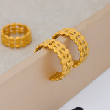 Pendientes de anillos chapados en acero inoxidable con forma de C, estilo Simple Retro