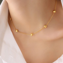 Collar en forma de corazón de moda, pulsera femenina, conjunto de joyería chapado en oro de acero titanio