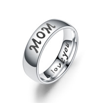 Anillo de novia simple de titanio y acero inoxidable (MOM-5) NHTP0001-MOM-5