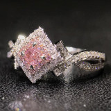 Nuevos accesorios creativos anillo de cobre de circonita de diamante rosa con cuerda cruzada