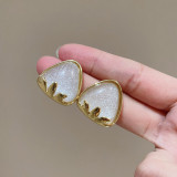 1 par de pendientes colgantes de cristal Artificial de cobre con incrustaciones de flores en forma de corazón dulce