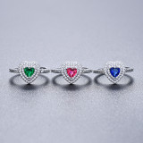 Anillos de gemas con incrustaciones de cobre en forma de corazón de estilo simple