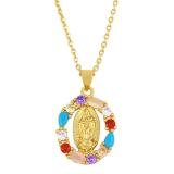 Nueva moda collar de la Virgen María colgante geométrico en forma de corazón collar de amor de circón de Color diamante