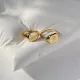 Jz016 Juego de anillos con forma de flor, mariposa, peonía, flor de mediana antigüedad, chapado en acero de titanio, color oro de 18 quilates, preservación del color, sin decoloración