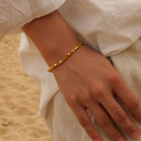 Collar de pulseras chapado en oro de 18 quilates con revestimiento de acero inoxidable de color sólido retro básico