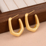 1 par de pendientes chapados en oro y cobre chapados en forma de U de estilo Simple