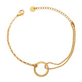 Venta al por mayor pulseras chapadas en oro de 18 quilates de acero titanio con círculo de estilo simple de 1 pieza
