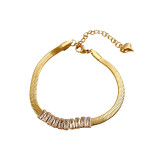 Pulseras geométricas plateadas oro del Zircon del acero inoxidable 14K del estilo vintage al por mayor