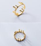 Anillo simple de acero titanio chapado en oro
