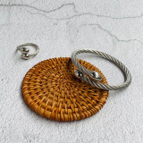 Pulseras de anillos unisex de acero inoxidable con rayas en espiral y gotas de agua de estilo vintage