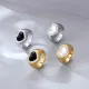 Anillos de circón chapados en oro con incrustaciones de acero inoxidable con forma de corazón de estilo vintage al por mayor