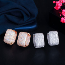 1 par elegante estilo clásico chapado cuadrado incrustaciones de cobre piedras preciosas artificiales chapado en oro rosa chapado en oro blanco chapado en rodio