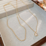 Collar con colgante de perla plateada plata, cobre, geométrico irregular, estilo moderno, a granel