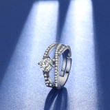 Anillos de diamantes artificiales con incrustaciones de cobre redondos de moda 1 pieza