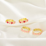 1 par de clips de oreja esmaltados de cobre con forma de corazón dulce