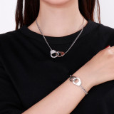 Conjunto de 2 piezas de collar y pulseras de acero inoxidable de moda