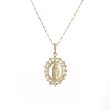 Collar con colgante chapado en oro con incrustaciones de cobre María, ovalado, estilo Simple, estilo IG