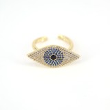 Anillo de ojo de diablo de circonita con microincrustaciones de cobre a la moda, anillo de personalidad con apertura femenina