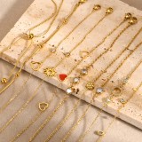 Pulseras chapadas en oro de 18K con incrustaciones de circonio y chapado en acero inoxidable con forma de corazón redondo estilo coreano estilo IG