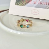 Anillos de diamantes de imitación con incrustaciones de cobre y mariposa de conejo de estilo simple