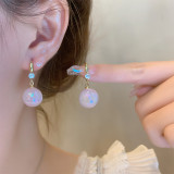 1 par de pendientes colgantes chapados en oro de 14 quilates con incrustaciones de cobre y diamantes de imitación artificiales de estilo Simple y brillante