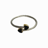 Pulseras de anillos para mujer esmaltadas de acero inoxidable con forma de corazón de estilo simple informal