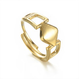 Anillos abiertos chapados en oro de 14K con revestimiento de acero inoxidable de color sólido de estilo simple