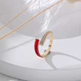 Anillos abiertos de diamantes de imitación con incrustaciones de esmalte de cobre geométrico de estilo coreano de estilo simple