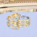 1 pieza pulseras de anillos de mujer de circón chapado en cobre geométrico Retro