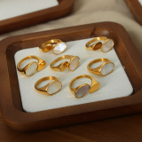 Anillos abiertos chapados en oro de 18 quilates con incrustaciones de acero de titanio con bloque de color de estilo francés