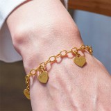 Pulseras de revestimiento de acero inoxidable con forma de corazón de estilo simple