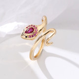 Anillos abiertos de circón con incrustaciones de cobre de serpiente informal