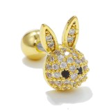 Moda Conejo Flor Lagarto Latón Incrustaciones Zircon Pendientes 1 Pieza