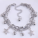 Pulsera de doble capa con personalidad simple de hip-hop de moda de acero coreano
