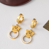Collar de pendientes de pulseras de diamantes artificiales con incrustaciones de acero de titanio animal de estilo fresco