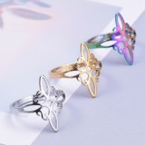 Anillos de pulido de acero inoxidable con nudo de brujas de estilo simple al por mayor
