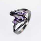 Anillo De Ojo De Caballo Púrpura Negro Anillo De Circón De Moda De Moda