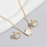 Collar de pendientes de concha con incrustaciones de acero inoxidable Lady Sweet Flower