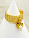 Anillo abierto de perlas chapado en oro de acero inoxidable con forma de corazón de pentagrama de estilo simple clásico informal a granel