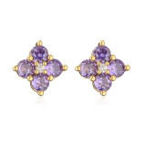 1 par de pendientes de diamantes de imitación con incrustaciones de cobre y flores de estilo Simple