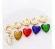 1 par de pendientes colgantes de cristal Artificial de cobre con incrustaciones de chapado en forma de corazón Retro